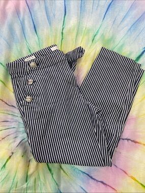 LOFT Navy and White Striped Ankle Cropped Pants Lot 10